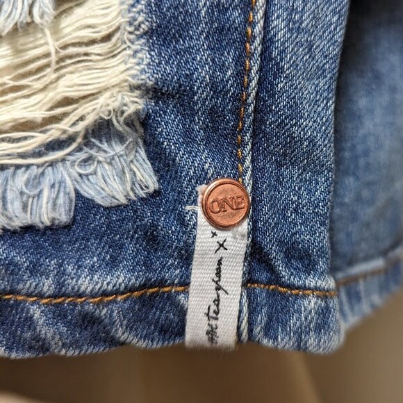 ONE X One Teaspoon Freelove Distressed Denim Jean Skirt size 26 - Picture 7 of 12
